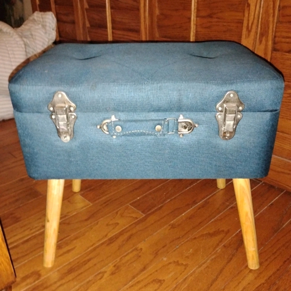 Blue Vintage Suitcase Ottoman